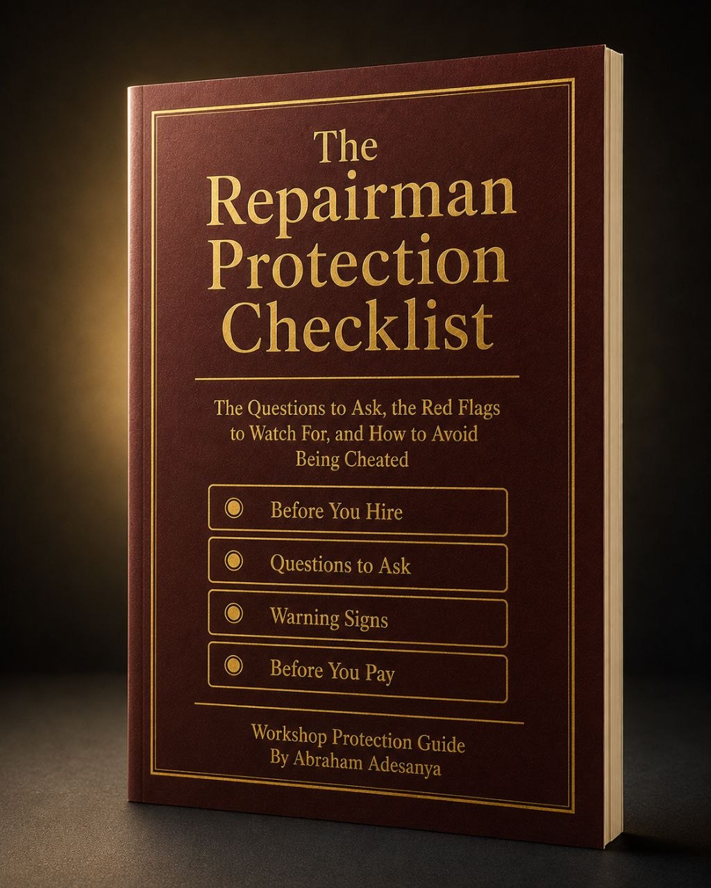 Repairman Protection Checklist