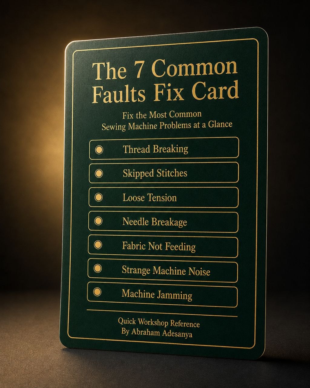 7 Common Faults Fix Card